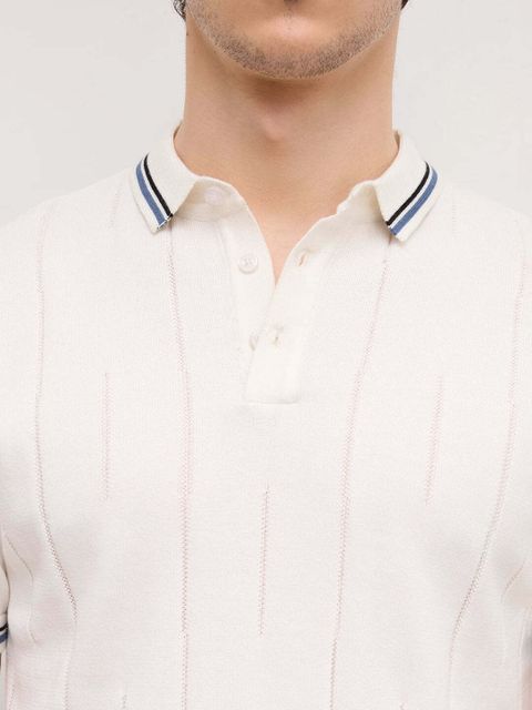 VASTRADO Men White Pure Cotton Polo T-Shirt - Image 7