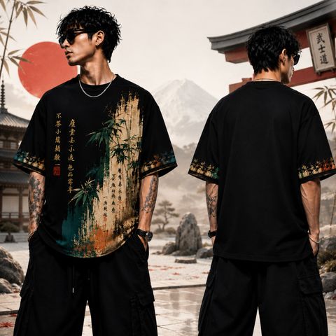 Larren Devis Men's Graphic Print Cotton Blend Black T-Shirt - Image 3