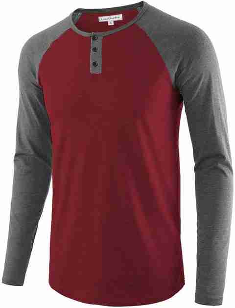 LazyChunks Men Solid Henley Neck Cotton Blend Maroon T-Shirt - Image 5