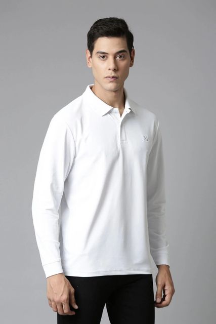 MaxzoneEcommerce Men's Solid White Polo Neck Polyester T-Shirt - Image 7