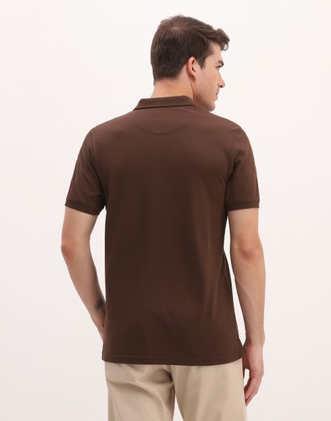 Blackberrys Men Solid Polo Neck Cotton Blend Brown T-Shirt - Image 6