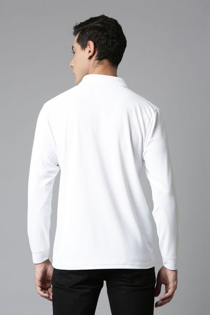 MaxzoneEcommerce Men's Solid White Polo Neck Polyester T-Shirt - Image 6