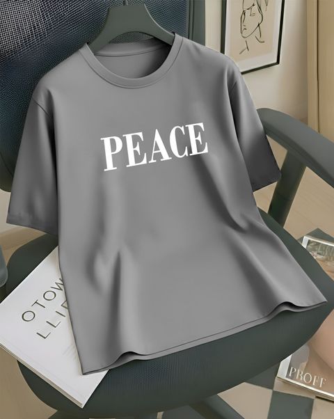 AUSK Women Printed Round Neck Cotton Blend Grey T-Shirt - Image 3