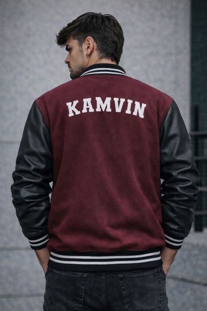 kamvin Men & Women Striped, Colorblock Varsity Jacket - Image 3