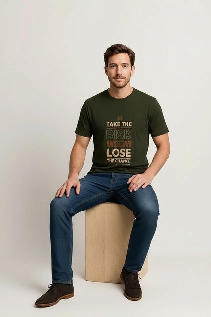 METRONAUT Men's Round Neck Pure Cotton Green T-Shirt - Image 8