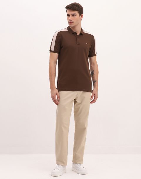 Blackberrys Men Solid Polo Neck Cotton Blend Brown T-Shirt - Image 7