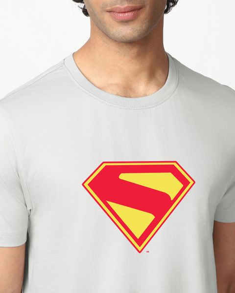 BEWAKOOF Superman Men Graphic Print Round Neck Pure Cotton Grey T-Shirt - Image 6