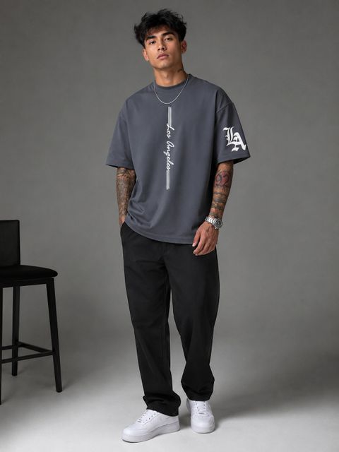 BNT Men Typography Round Neck Polyester Grey T-Shirt - Image 8