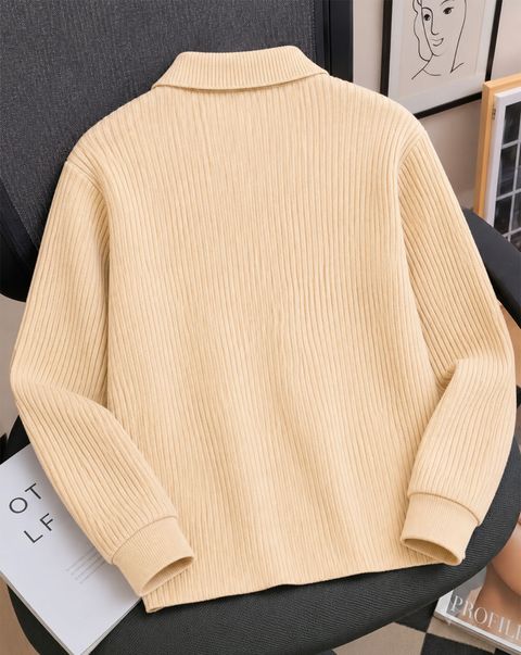 AOOSH Men Self Design Zip Neck Cotton Blend Beige T-Shirt - Image 6