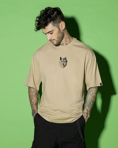 BEWAKOOF Oversized Men's Brown Cotton Graphic T-Shirt - Image 3