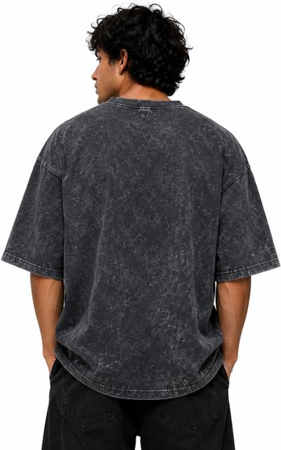 ENZIKO Men Washed Round Neck Pure Cotton Black T-Shirt - Image 6