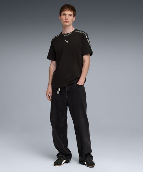 PUMA Men Solid Crew Neck Cotton Blend Black T-Shirt - Image 7
