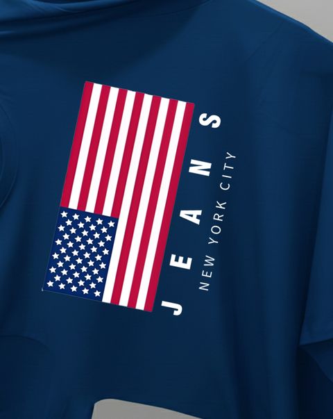AUSK Men Printed Round Neck Cotton Blend T-Shirt (Blue) - Image 8