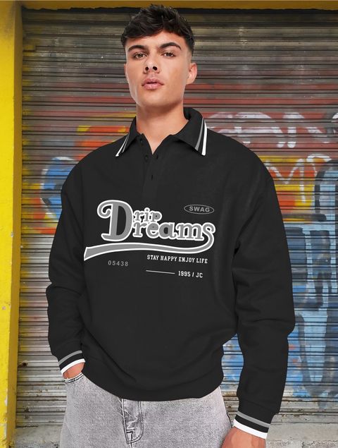Jump Cuts Men Printed Polo Neck Cotton Blend Black T-Shirt - Image 6