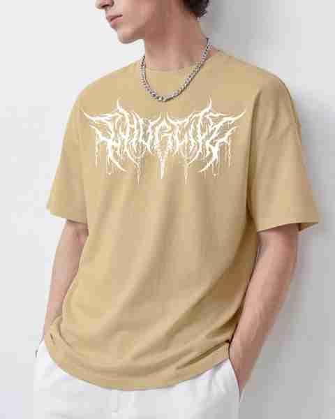FLYIND VOGUE OUTFIT Men Printed Round Neck Polycotton Beige T-Shirt - Image 2