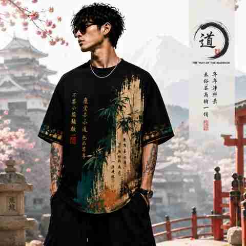 Larren Devis Men's Graphic Print Cotton Blend Black T-Shirt - Image 2