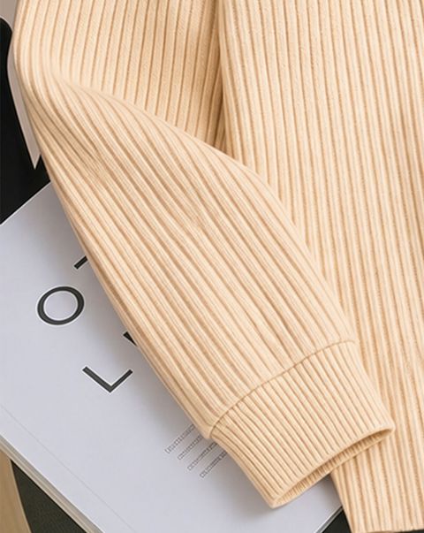 AOOSH Men Self Design Zip Neck Cotton Blend Beige T-Shirt - Image 7