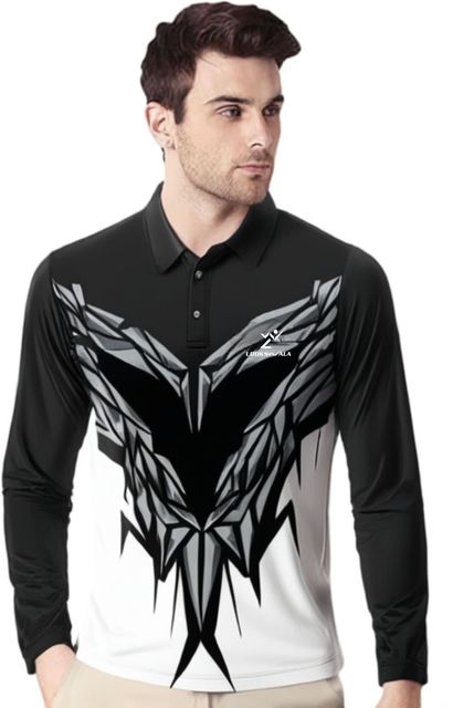 lookswala Men Printed Polo Neck Polyester Multicolor T-Shirt - Image 7