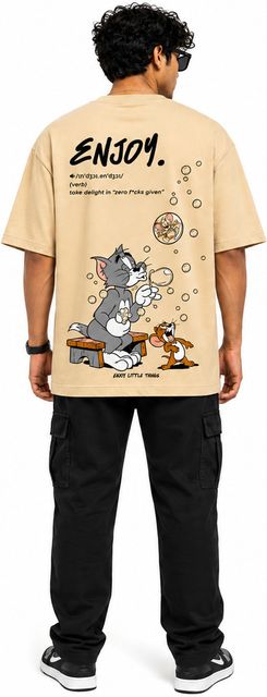 kapdamart.com Men's Beige Graphic Print Cotton T-Shirt - Image 6