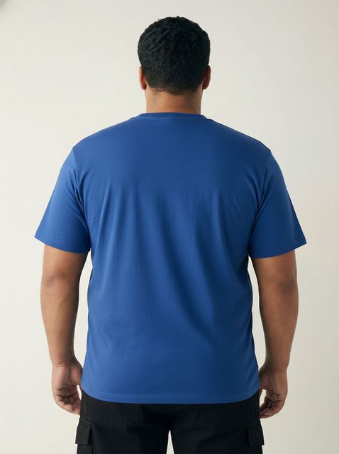 Toodleplus Men Plus Size Printed T-Shirt Cotton Round Neck Half Sleeve Regular Fit Men Printed Round Neck Pure Cotton Blue T-Shirt - Image 8