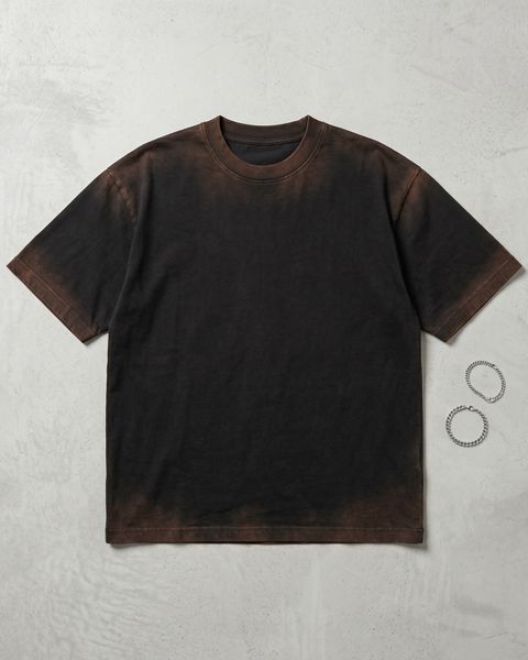 Craft Fabric T-shirt【dark brown】 ZEGRA (Z) Washed Men Round Neck Black, Brown T-Shirt - Buy ZEGRA