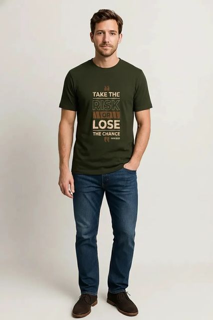 METRONAUT Men's Round Neck Pure Cotton Green T-Shirt - Image 7