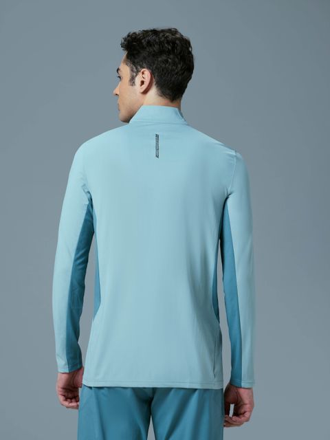 TECHNOSPORT Men Sporty High Neck Polyester Light Blue T-Shirt - Image 6