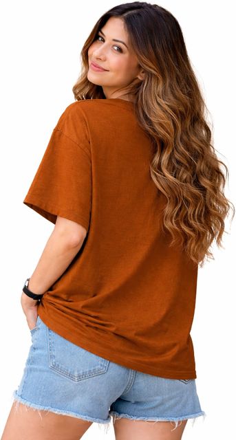Stem Rope Women Graphic Print Round Neck Cotton Blend Brown T-Shirt - Image 3