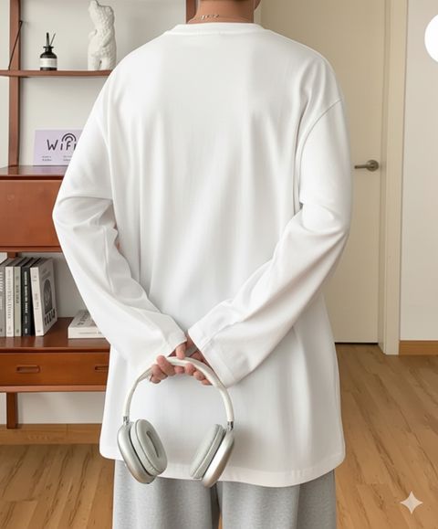 Asta Moda Men Solid Round Neck Cotton Blend White T-Shirt - Image 3