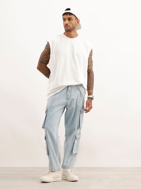 WROGN Men Solid Crew Neck Pure Cotton White T-Shirt - Image 6