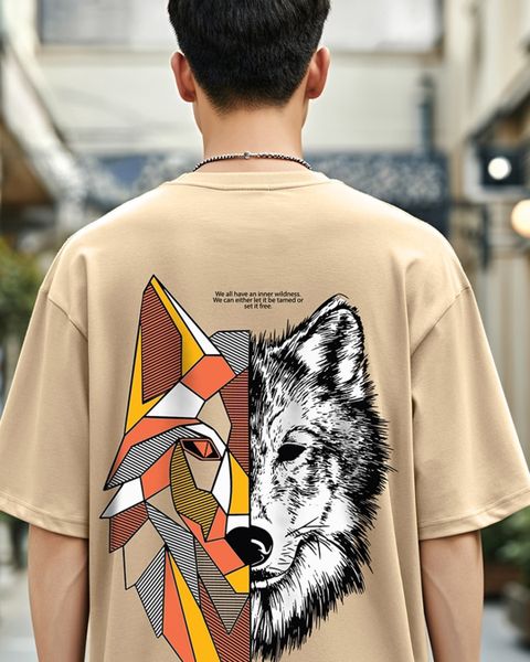 BEWAKOOF Oversized Men's Brown Cotton Graphic T-Shirt - Image 7