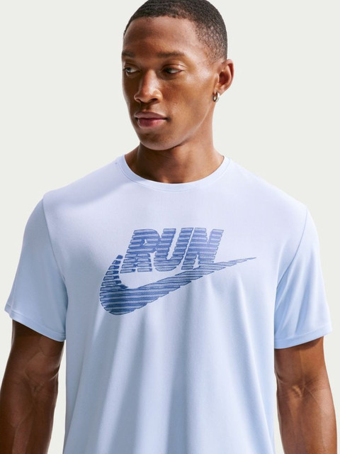 NIKE Printed Men Crew Neck Blue T-Shirt - Buy NIKE Printed Men