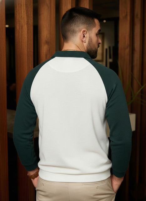 Try This Men Printed Polo Neck Cotton Blend Green T-Shirt - Image 7