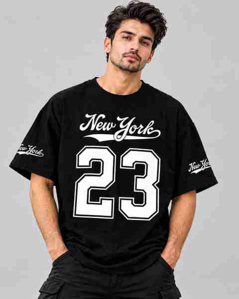 nykrafashion Men's Black Cotton Blend Printed T-Shirt - Image 5