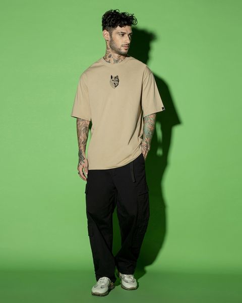 BEWAKOOF Oversized Men's Brown Cotton Graphic T-Shirt - Image 6