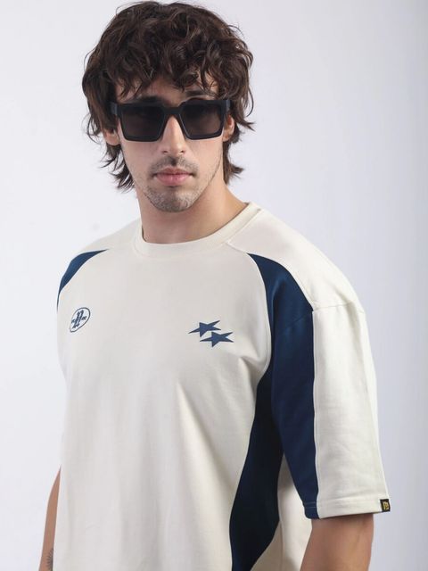 MANIAC Men Colorblock Round Neck Cotton Blend White T-Shirt - Image 6