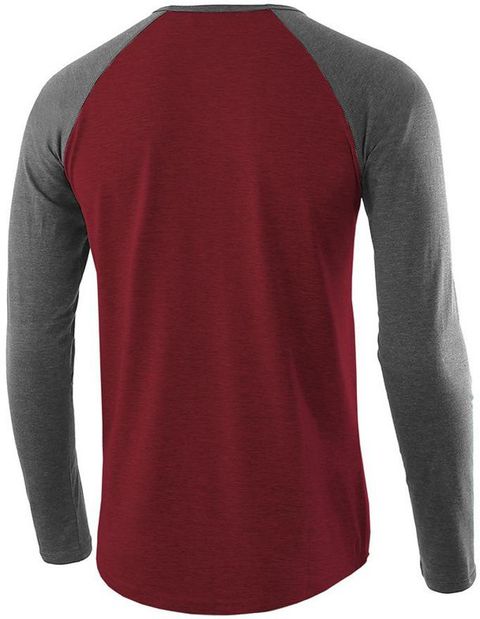 LazyChunks Men Solid Henley Neck Cotton Blend Maroon T-Shirt - Image 6