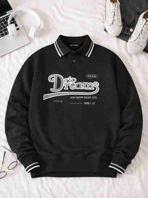 Jump Cuts Men Printed Polo Neck Cotton Blend Black T-Shirt - Image 5