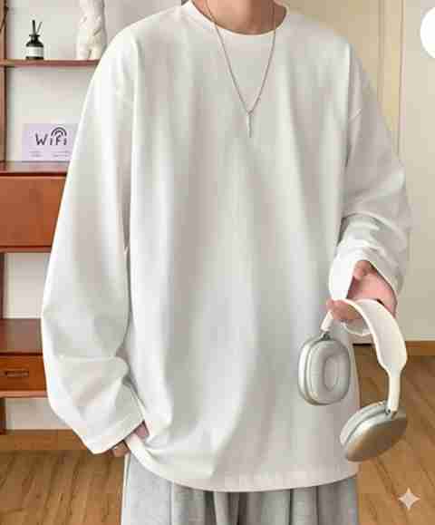 Asta Moda Men Solid Round Neck Cotton Blend White T-Shirt - Image 2