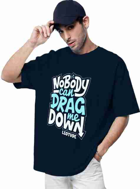 Leotude Men Printed Round Neck Cotton Blend Blue T-Shirt - Image 5