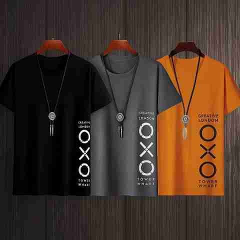 CONVENTIONAL ATTITUDE Pack of 3 Men Printed Round Neck Reversible Polyester Multicolor T-Shirt - Image 5