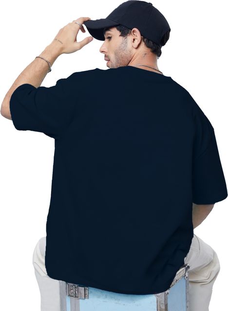 Leotude Men Printed Round Neck Cotton Blend Blue T-Shirt - Image 6