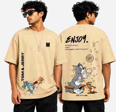 kapdamart.com Men's Beige Graphic Print Cotton T-Shirt - Image 5