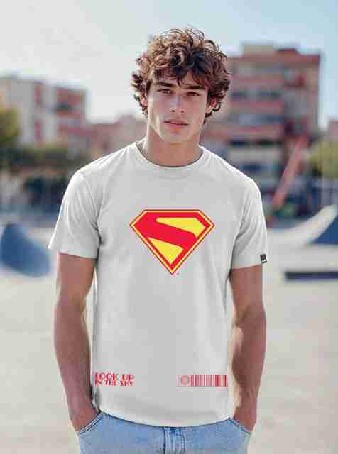 BEWAKOOF Superman Men Graphic Print Round Neck Pure Cotton Grey T-Shirt - Image 2