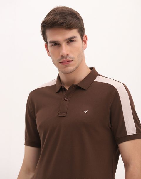 Blackberrys Men Solid Polo Neck Cotton Blend Brown T-Shirt - Image 8