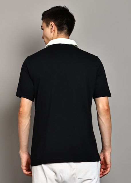 ADIDAS Men Solid Polo Neck Pure Cotton Black T-Shirt - Image 8
