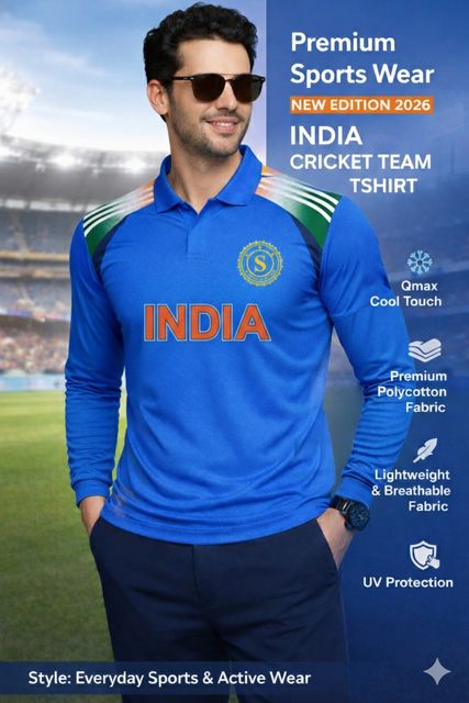 STR CREATION Men Graphic Print, Printed Polo Neck Polycotton Blue T-Shirt - Image 8