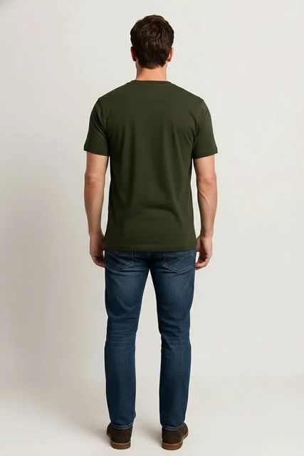 METRONAUT Men's Round Neck Pure Cotton Green T-Shirt - Image 6