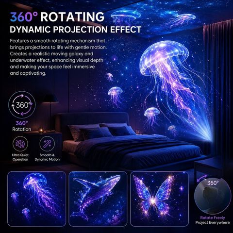 GRANTHI ENTERPRISE 6 Theme Ocean Whale Galaxy Projector Night Lamp for Bedroom Kids Room Home Decor Night Lamp (23 cm, Multicolor) - Image 5
