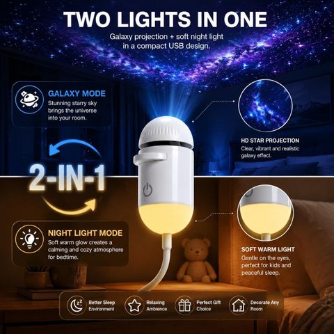 FLORASTICK Galaxy Projector Light 12 Slide USB Portable Night Lamp - Image 6